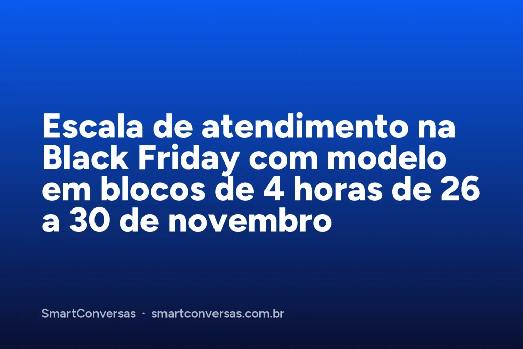 Capa do artigo: Escala de atendimento na Black Friday com modelo em blocos de 4 horas de 26 a 30 de novembro